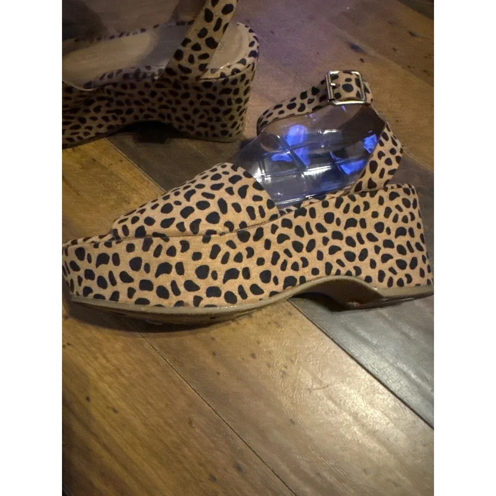 Rouge Platform Sandals Women's Size 9 Cheetah Print Ankle‎ Strap Chunky Heels